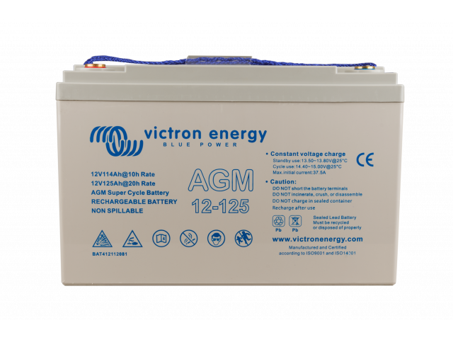 Victron Energy 12V/125Ah AGM Super Cycle Akü. (M8) Start&Servis Aküsü ( 330 x 171 x 214mm) (BAT412112081)